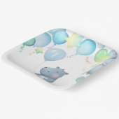 ヒッポ誕生日ソフトブルーシンプルナプキン ペーパープレート (傾斜あり)