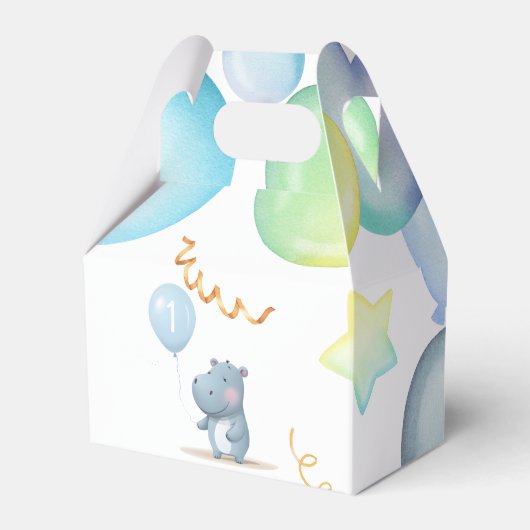 ヒッポ誕生日ソフトブルーシンプル フェイバーボックス (正面サイド)