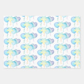 ヒッポ誕生日ソフトブルーバルーンギフト ラッピングペーパーシート (正面3)