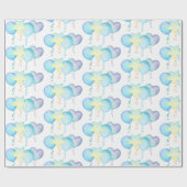 ヒッポ誕生日ソフトブルーバルーンギフト ラッピングペーパー (フラット)
