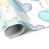 ヒッポ誕生日ソフトブルーバルーンギフト ラッピングペーパー (ロールコーナー)