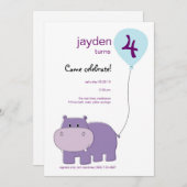 ヒッポ誕生日招待状 招待状 (正面/裏面)