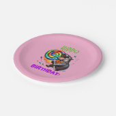 ヒッポ誕生日陽気カラフルキャンディスワール | ペーパープレート (アングル)