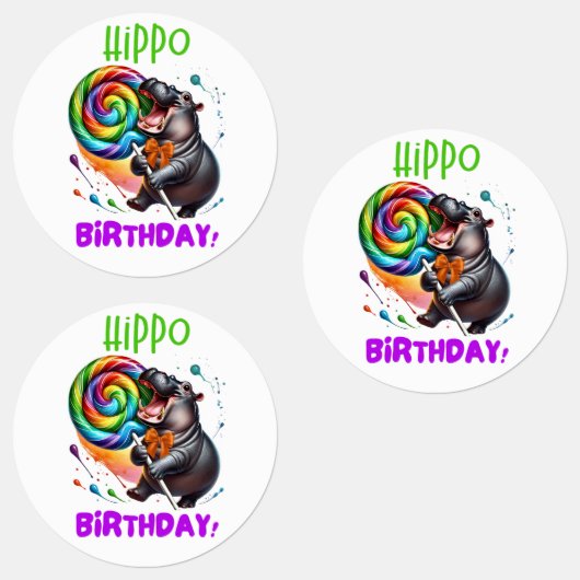 ヒッポ誕生日陽気カラフルキャンディスワール | ラベル (グループ)