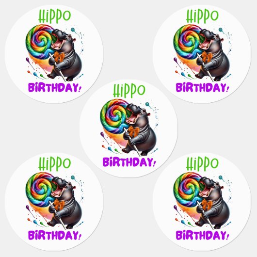 ヒッポ誕生日陽気カラフルキャンディスワール | ラベル (グループ)