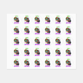 ヒッポ誕生日陽気カラフルキャンディスワール | ラベル