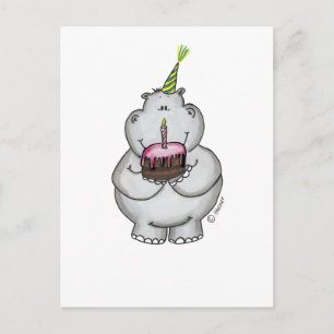 ヒッポ誕生日-ハッピーバースデー ポストカード