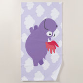 ヒッポ飛んでいるイラストレーション ビーチタオル (正面)