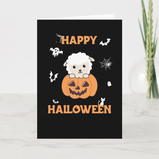 ヒツインカボチャかわいいヒツジハッピーハローウィン カード (正面)