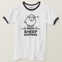 ヒツジおもしろいーがラインアートリンガーTシャツ