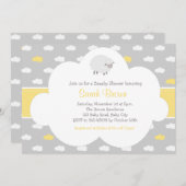 ヒツジおよび雲の招待状(灰色の黄色) 招待状 (正面/裏面)