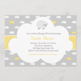ヒツジおよび雲の招待状(灰色の黄色) 招待状