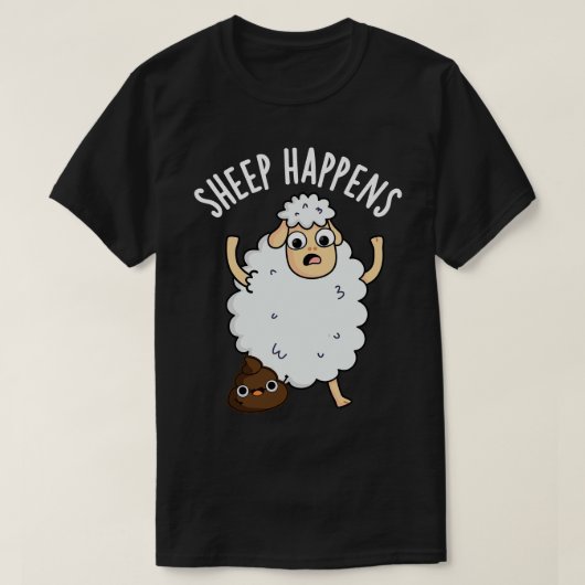 ヒツジが現おもしろいれるウンチ Tシャツ (デザイン正面)
