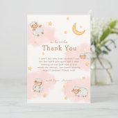 ヒツジきらめく月の星ガールベイビーシャワー サンキューカード (スタンド正面)