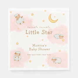 ヒツジきらめく月の星ガールベイビーシャワー スタンダードランチョンナプキン