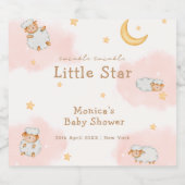 ヒツジきらめく月の星ガールベイビーシャワー スパークリングワインラベル (シングルラベル)
