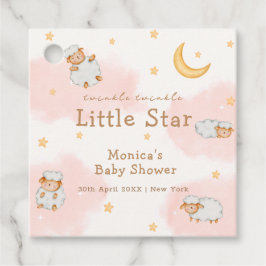 ヒツジきらめく月の星ガールベイビーシャワー フェイバータグ