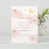 ヒツジきらめく月の星ガールベイビーシャワー 招待状 (スタンド正面)