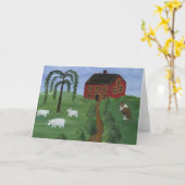 ヒツジとコリー空白のカード カード (黄色い花)