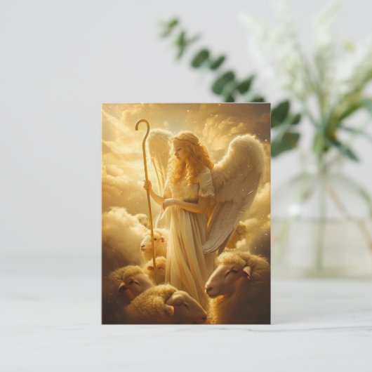 ヒツジとシップの天のセレニティフェムエンジェル ポストカード (スタンド正面)