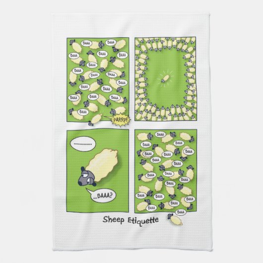 ヒツジのエチケット キッチンタオル (縦)