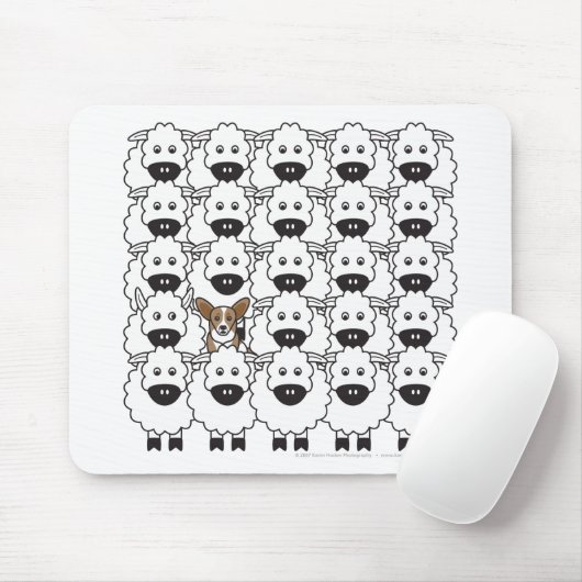 ヒツジのカーディガンのウェルシュコーギー マウスパッド (マウス)