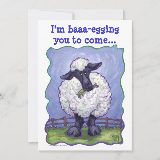 ヒツジのパーティーの中心 招待状 (正面)