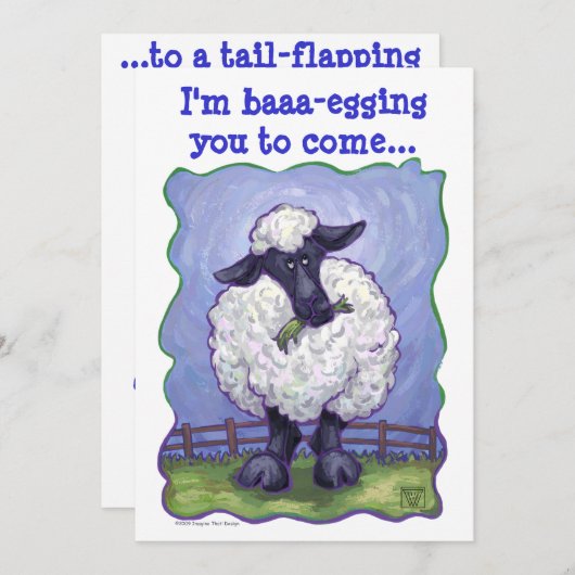 ヒツジのパーティーの中心 招待状 (正面/裏面)