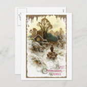 ヒツジのヴィンテージのクリスマスを集めている羊飼い シーズンポストカード (正面/裏面)