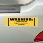 ヒツジの国家はオオカミの政府を生みます バンパーステッカー (車上)