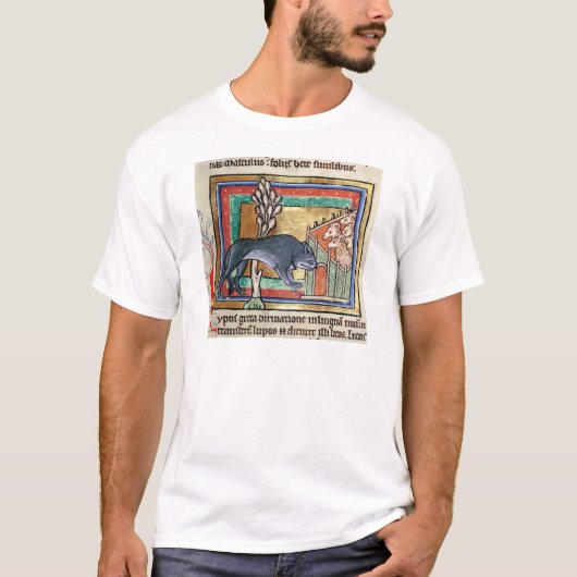 ヒツジの外のMSローイAのオオカミは折ります Tシャツ (正面)