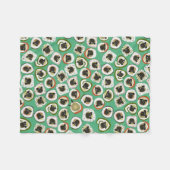 ヒツジの寿司の緑 フリースブランケット (正面(横))