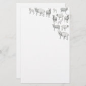 ヒツジの文房具の群 便箋 (正面/裏面)