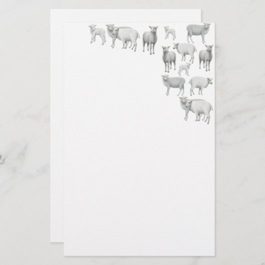 ヒツジの文房具の群 便箋 (正面/裏面)