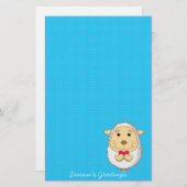 ヒツジの文房具の青 便箋 (正面/裏面)