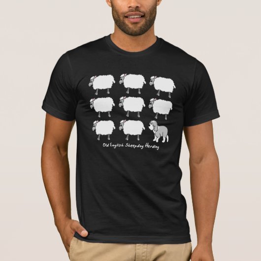 ヒツジの暗闇のTシャツを集めている古い英国の牧羊犬 Tシャツ (正面)