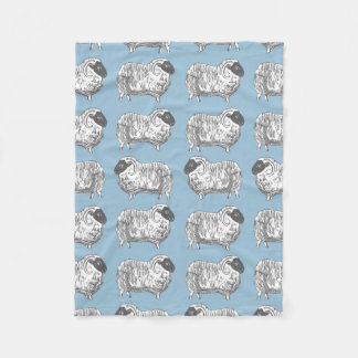 ヒツジの淡いブルーパターンフリースブランケット フリースブランケット