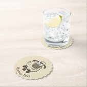 ヒツジの漫画ベージュ ペーパーコースター (インサイチュ)