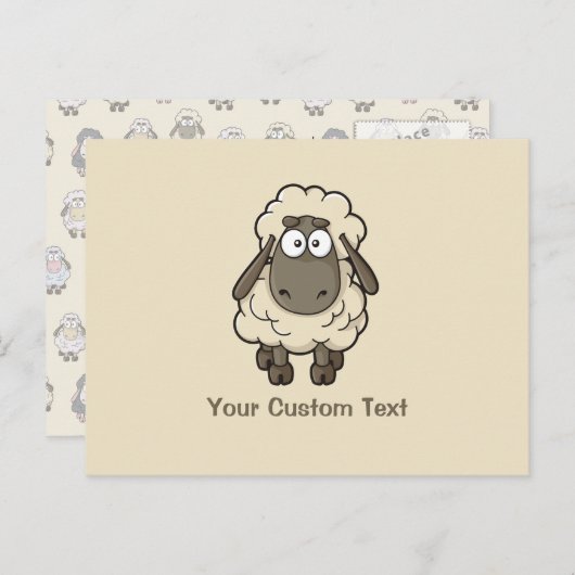 ヒツジの漫画ベージュ ポストカード (正面/裏面)