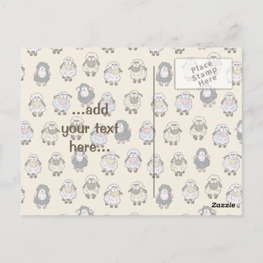 ヒツジの漫画ベージュ ポストカード (裏面)