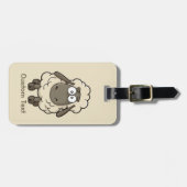 ヒツジの漫画ベージュ ラゲッジタグ (正面横)