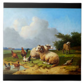 ヒツジの牧草地のヴィンテージのアヒルの養鶏場のタイル タイル (正面)