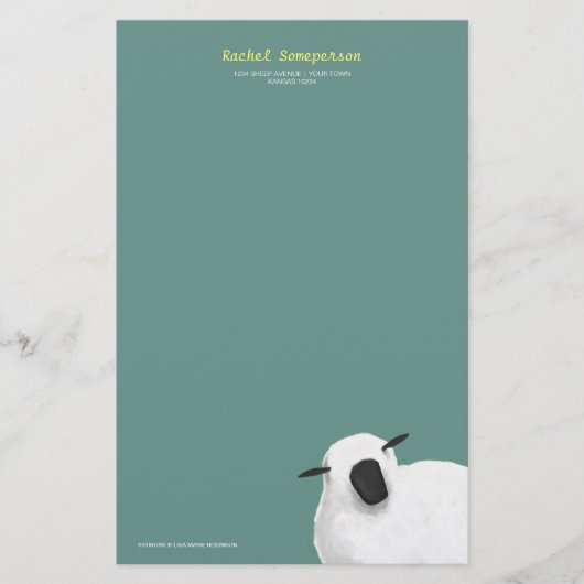 ヒツジのPersonalizableの柔らかい文房具 便箋 (正面)