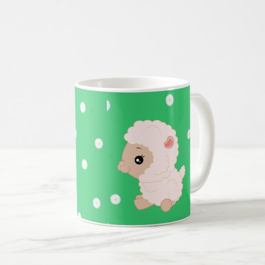 ヒツジは-白を11のozのクラシックで白いマグ襲います コーヒーマグカップ (正面右)