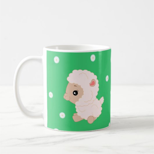 ヒツジは-白を11のozのクラシックで白いマグ襲います コーヒーマグカップ (左)