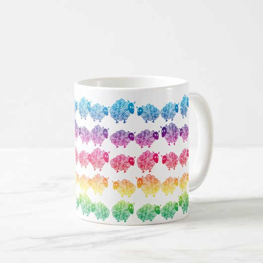 ヒツジを数えているヒツジを数えます コーヒーマグカップ (正面右)