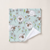 ヒツジを青い海で数える バスタオルセット (ウォッシュタオル)