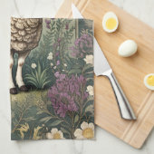 ヒツジエレガントラベンダーフローラ背景 キッチンタオル (四つ折り)