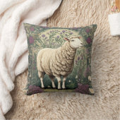 ヒツジエレガントラベンダーフローラ背景 クッション (ブランケット)