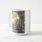 ヒツジエレガントラベンダーフローラ背景 コーヒーマグカップ (正面左)
